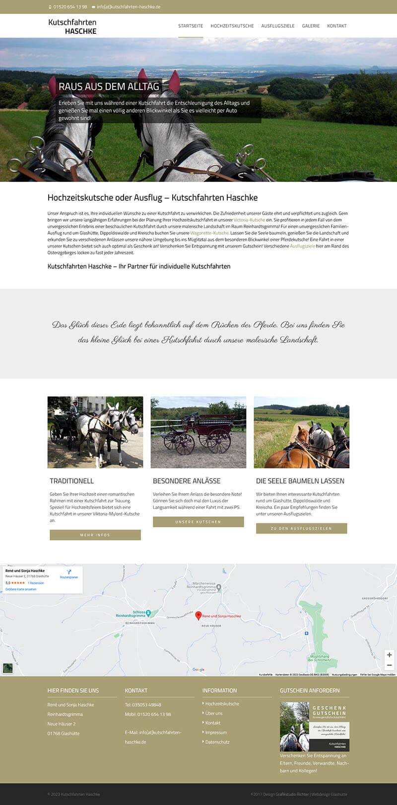 Webdesign Kutschfahrten Website
