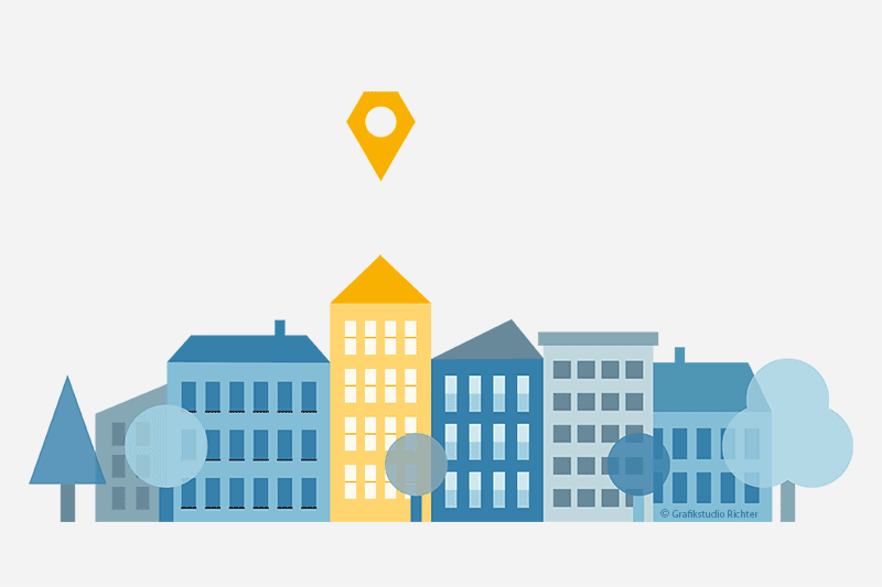 Stadt Illustration und Animation vom Grafikstudio Richter.