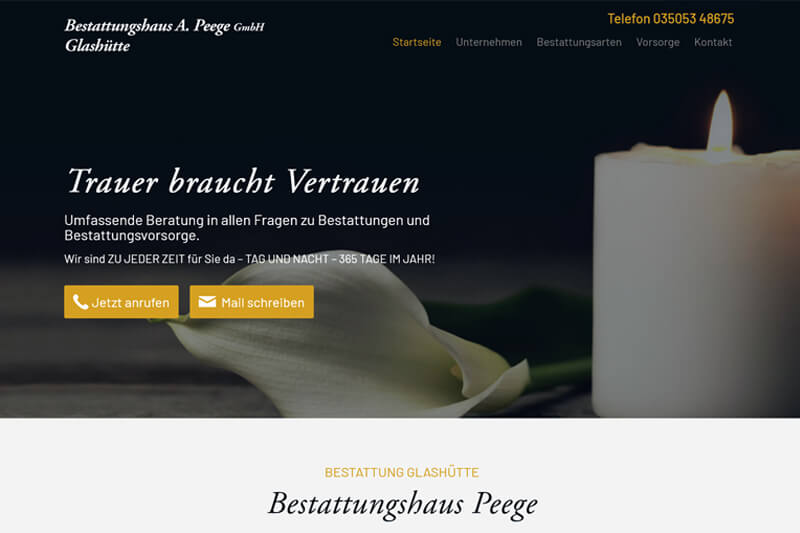 Webdesign Bestattungsunternehmen