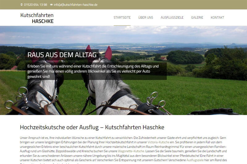 Webdesign Kutschfahrten Website