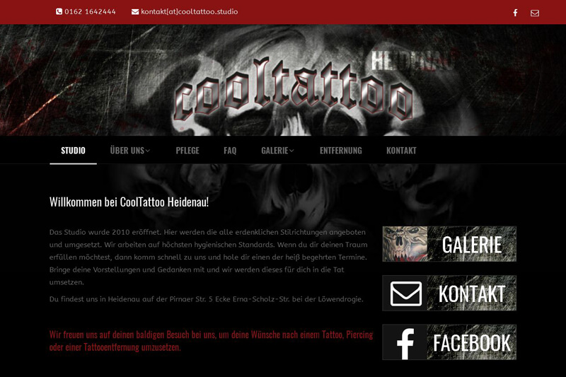Homepage Design Tattoostudio 
